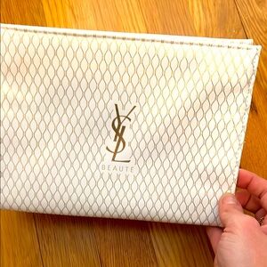 YSL Beaute White and Gold Clutch